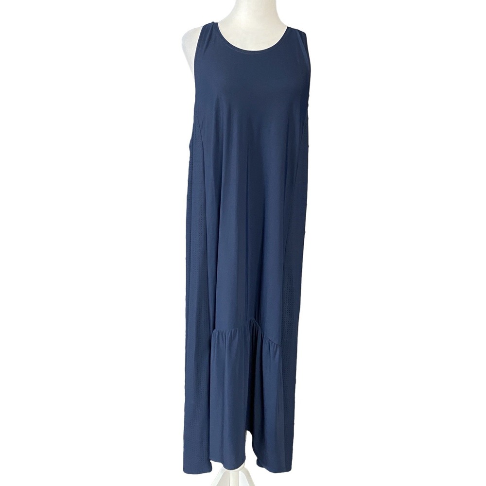 Sweaty Betty Dress Womens XL Blue Tank Maxi Racerback Mesh Panel Swing SB5478